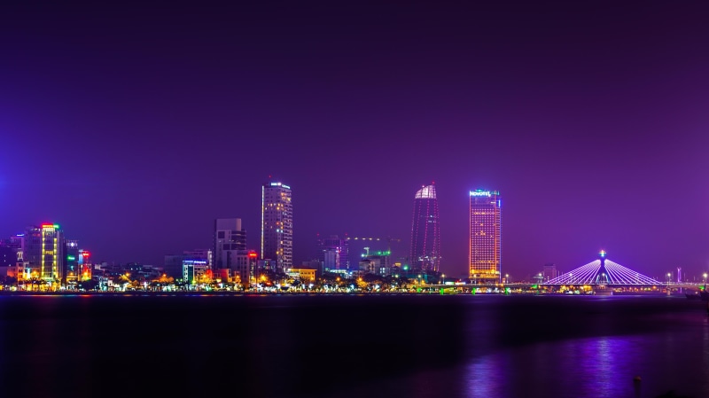 ferrari, built structure, water, illuminated, vietnam, financial district, landscape, travel destinations, hd, art, skyscraper, cars, 4K, reflection, city life