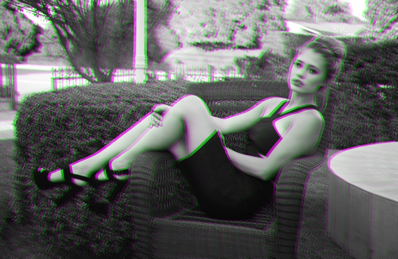 anaglyph 3D, women, 2K, 3D, monochrome