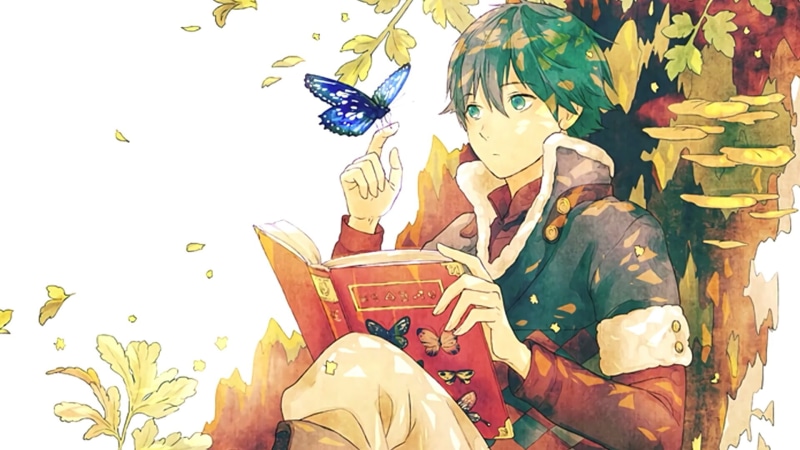 book, representation, art, tree, indoors, spirituality, anime art, anime guy, anime boy, religion, male likeness, plant part, human representation, belief