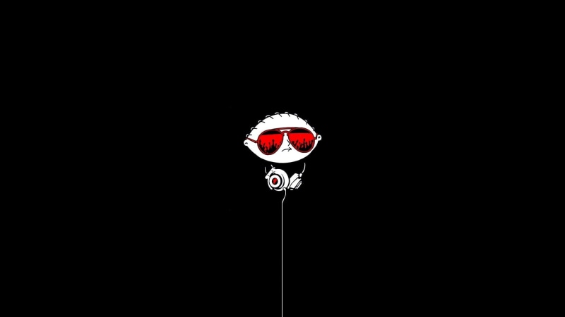 guy, family, hd, dj, cartoon/comic, 1080P, black, stewie, headphones