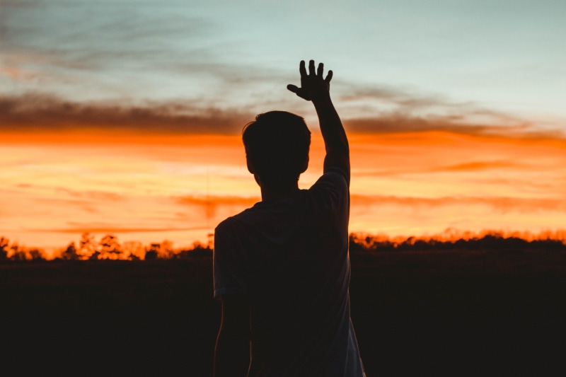 hope, arms Raised, spirituality, back Lit, right, real people, rear View, cloud - Sky, men, sunset, people, success, religion, landscape, copy Space, happiness