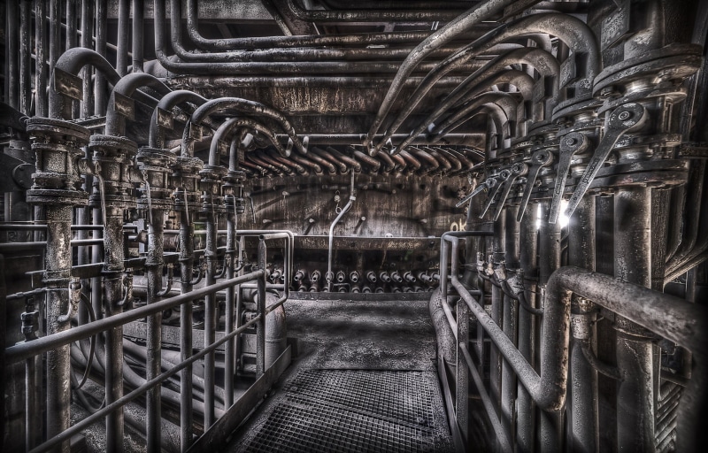 metal industry, arrangement, empty, architecture, no people, factories, built structure, 1080P, illuminated, pattern, equipment, pipe - tube, large group of objects