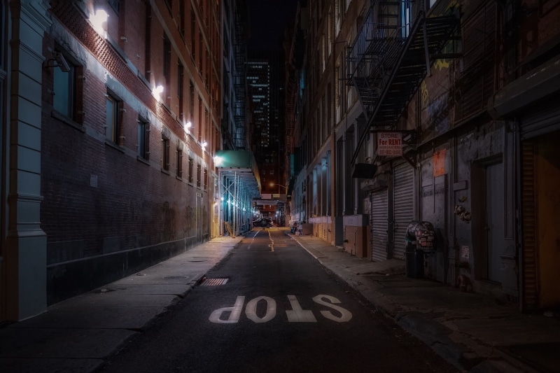 1080P, New York, urban scene, United States, street, night, stop