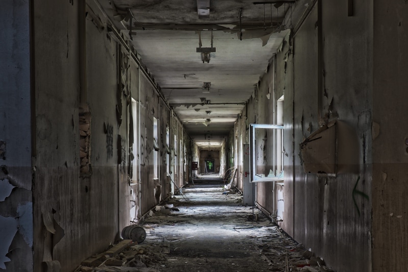 break up, wall - building feature, lapsed, ailing, transience, absence, broken, leave, lost, window, day, building, hallway, dirty, arcade, old building