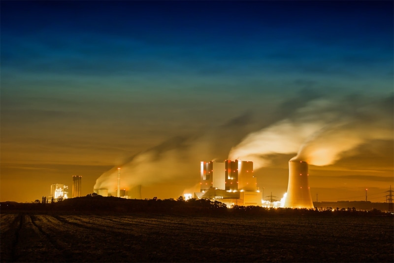 1080P, power, chimney, power station, smoke stack, smoke - physical structure, brown coal, power plant, ecosystem, pollution, fumes, industry, sunset