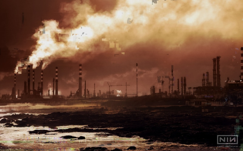air pollution, pollution, building exterior, cityscape, factory, city, emitting, industry, nature, outdoors, Nine Inch Nails, built structure, smoke stack