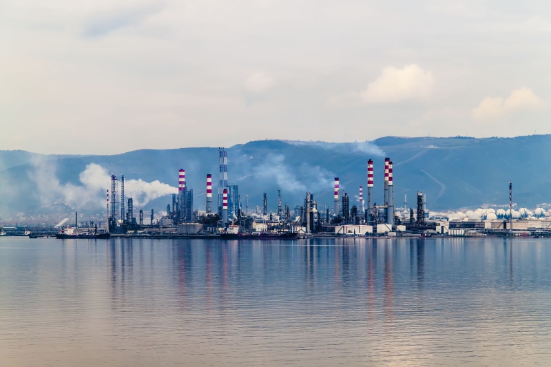 industry, transportation, pollution, smoke - physical structure, sky, landscape, 4K, refinery, nature, marine, oil industry, factory, fuel and power generation