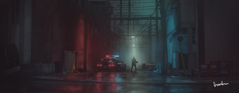 no People, street, motor vehicle, video, urban Scene, video games, oil painting, architecture, simple, transportation, spooky, lighting equipment, equipment