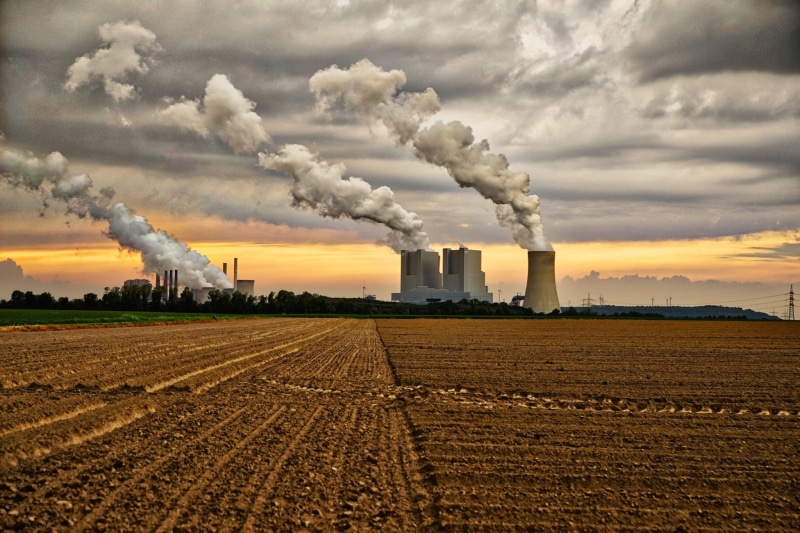 1080P, sunset, cooling towers, building exterior, steam, power generation, current, nature, arable, sky, brown coal, pollution, Power Plant, ecosystem