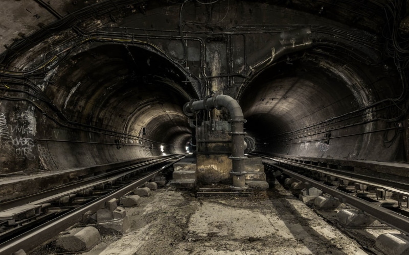 track, engine, travel, gray, underground, day, long, indoors, built structure, the way forward, tunnel, public transportation, diminishing perspective