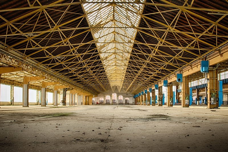 day, warehouse, business finance and industry, daytime, huge, ceiling, break up, domestic room, lapsed, metal, architecture, old, built structure, industrial building
