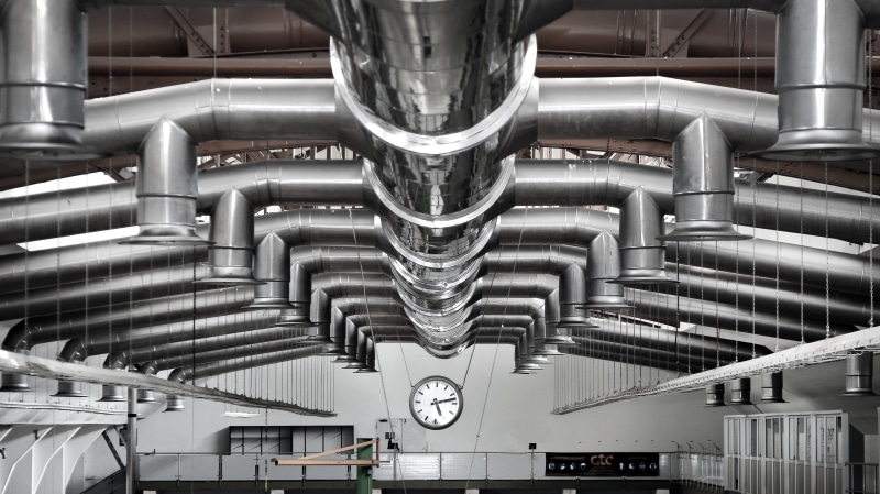 alloy, 5K, machine part, staircase, industrial hall, indoors, lighting, leave, factory building, lapsed, built structure, transportation, machine, architecture