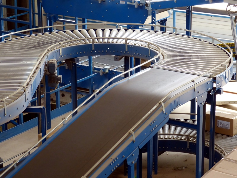 industry, industrial hall, trade, connection, no people, shelf, staircase, conveyor, railing, metal, nature, conveyor belt, factory, sunlight, factory building