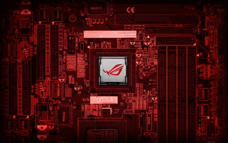 Computer, Technology, 1080P, Red, Motherboard, Asus