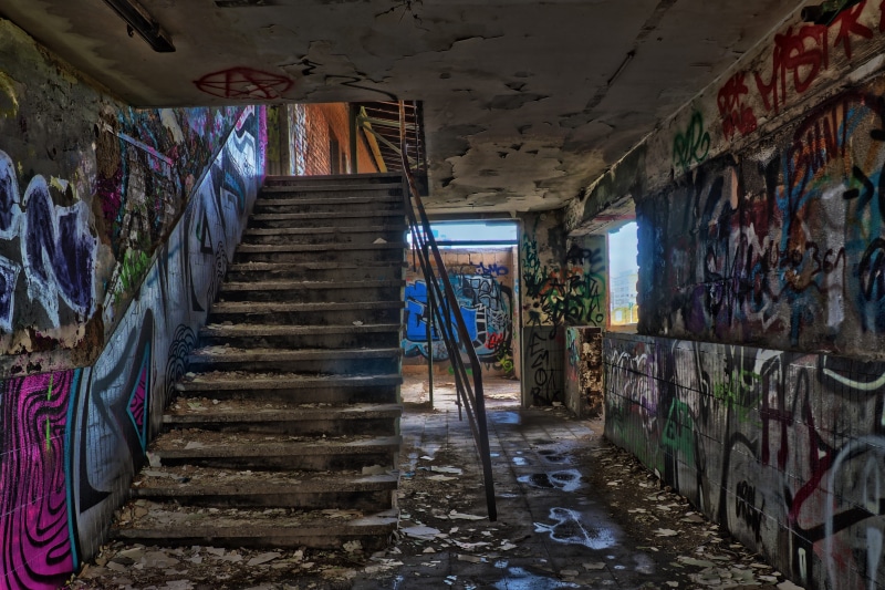 gradually, lost places, lost place, past, walls, transient, weathered, inside, staircase, ailing, leave, atmosphere, window, bad condition, obsolete, graffiti