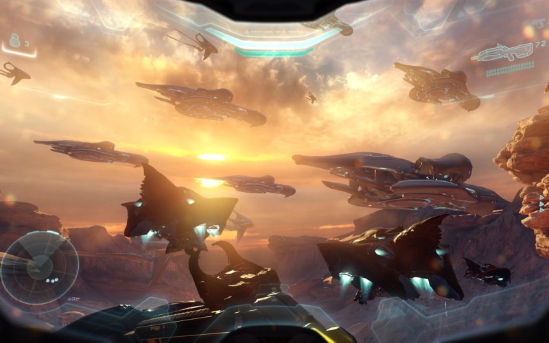 nature, sunset, ship, 1080P, Halo, lens flare, mode of transportation, sunlight, motion, computer, cloud - sky, arts culture and entertainment