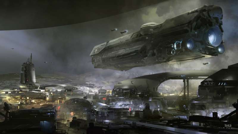 UNSC Infinity, Halo, spaceship, digital art, Halo 5: Guardians, concept art, 2K, video games