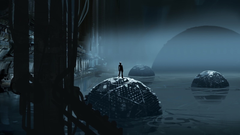 full length, fog, men, standing, video games, nature, people, architecture, digital, sea, water, 1080P, waterfront, real people, unrecognizable person