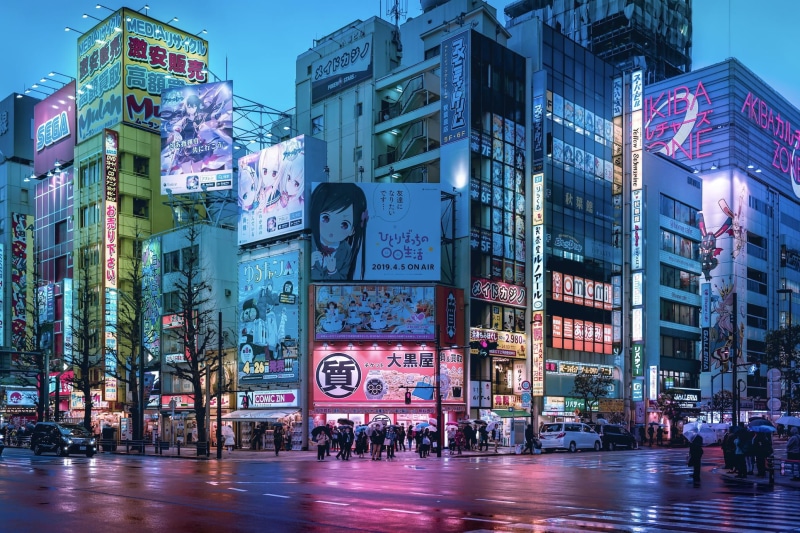 people, street, car, photography, reflection, street light, 1080P, Tokyo, Akihabara