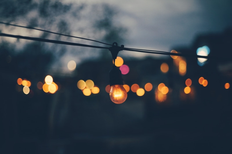 bokeh, lights, dark, street light, blurred, 2K, lightbulb