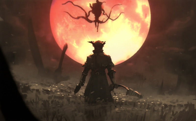 4K, Warrior, Blood Moon, Video Game, Bloodborne