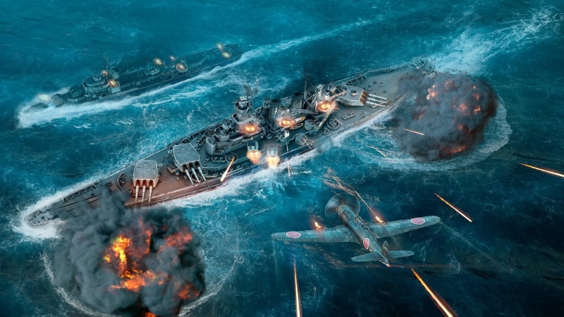Water, digital, The plane, Wargaming Net, planes, 1080P, environment, heat - Temperature, gray, metal, Fighter, The World Of Ships, battleship, Shot, danger