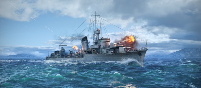 Destroyer, 2K, ship, on the move, freight transportation, mode of transportation, arrival, World of Warships, nature, ORP Lightning, business, WoWS, shipping