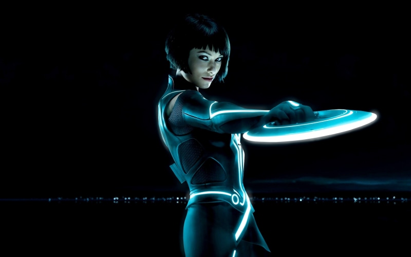women, digital composite, Tron: Legacy, adult, side view, glowing, illuminated, studio shot, young adult, futuristic, motion, movies, robot, sport, vitality