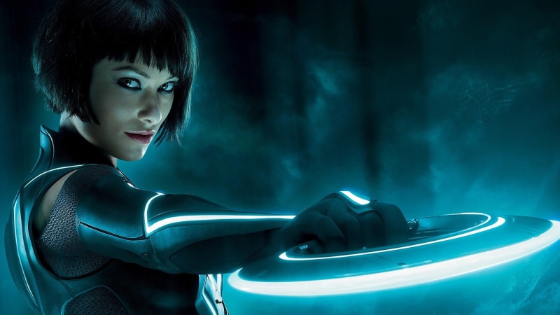 dark, beautiful people, beautiful woman, human body part, cyborg, futuristic, illuminated, human face, Olivia Wilde, Tron: Legacy, movies, adult, fashion