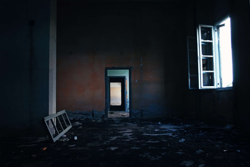 messy, debris, run-down, chair, broken, dirt, room, no people, cracked, ruins, window, empty, place, indoors, destroyed, architecture, ruined, demolished
