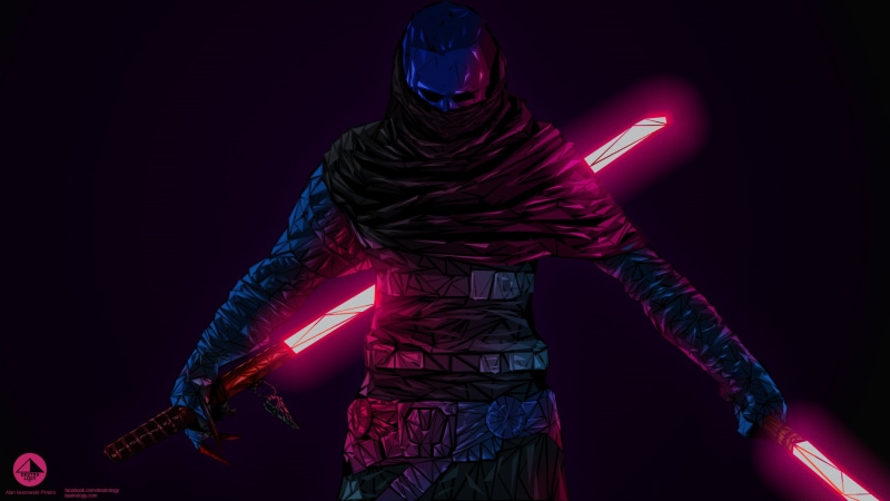 2K, artwork, indoors, front view, weapon, human limb, digital art, Sith, aggression, three quarter length, one person, helmet, Star Wars, security