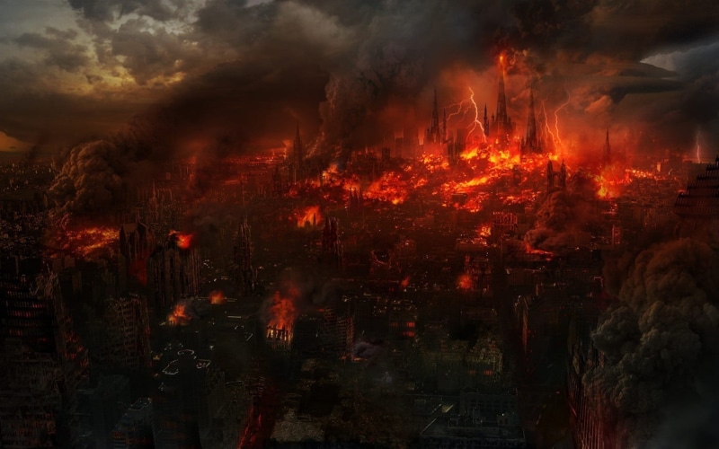  arson, Apocalypse, accidents and disasters, disaster, night, fire, burning, motion, exploding, zipper, orange color, fiction, environment, no people