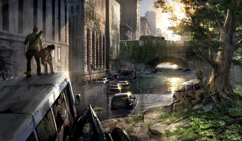 us, mode of transportation, digital, The Last of Us, canal, tree, built structure, last, day, incidental people, reflection, nature, 2K, city, arch, architecture