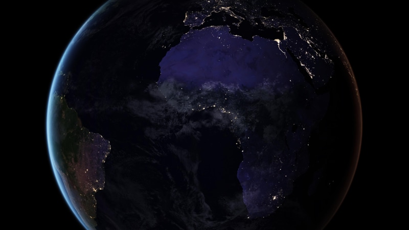 world, 4K, city lights, ocean, human settlement, africa, planet, europe, nasa, night lights, atlantic ocean, earth, map, south america, black marble, blue marble