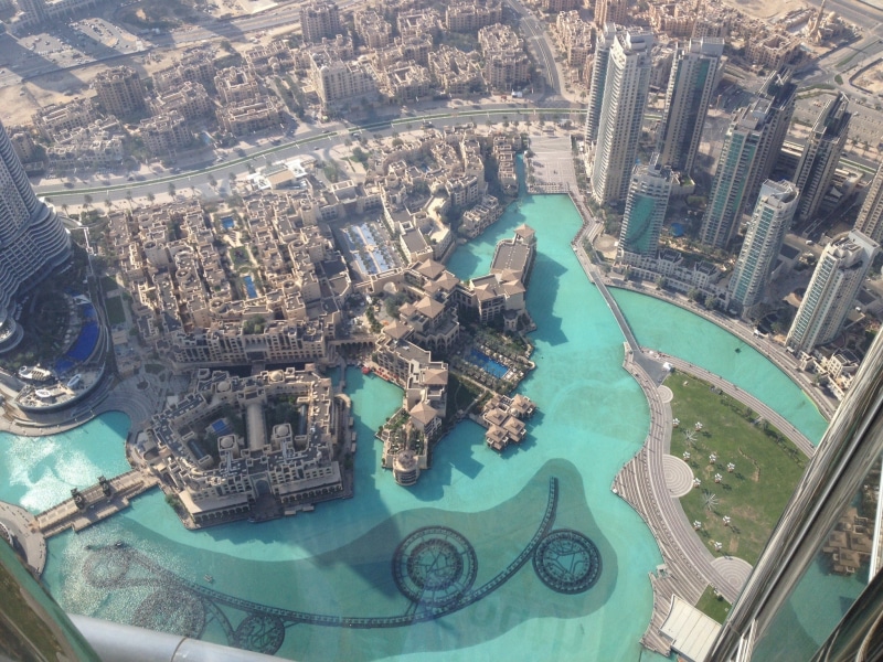 building exterior, view, financial district, dubai mall, swimming pool, cityscape, architecture, no people, building, city, travel destinations, high angle view