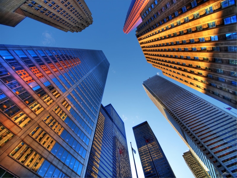 digital graphics, building Exterior, glass - Material, toronto, urban Scene, architecture, built Structure, image, tall, angle, thumbnails, blue, vanishing point
