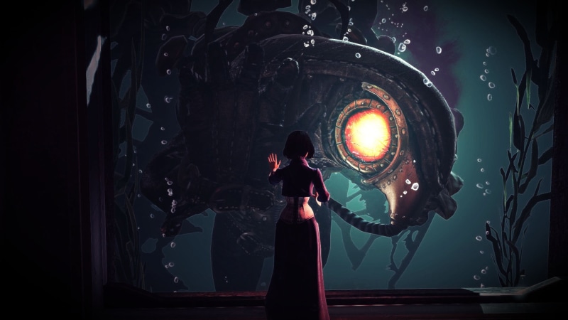 woman, rapture, video games, aquarium, underwater, hd, songbird, artwork, elizabeth, infinite, front, bioshock, 1080P