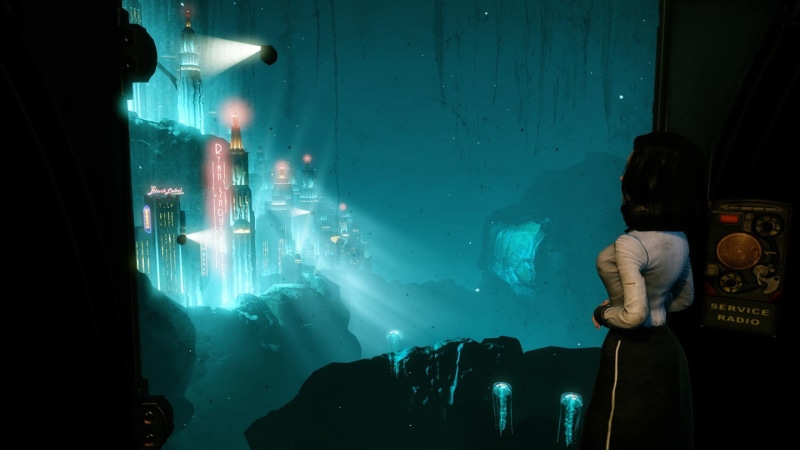 1080P, photo, video games, buildings, elizabeth, ocean, underwater, rapture, bioshock, lighted, infinite, hd