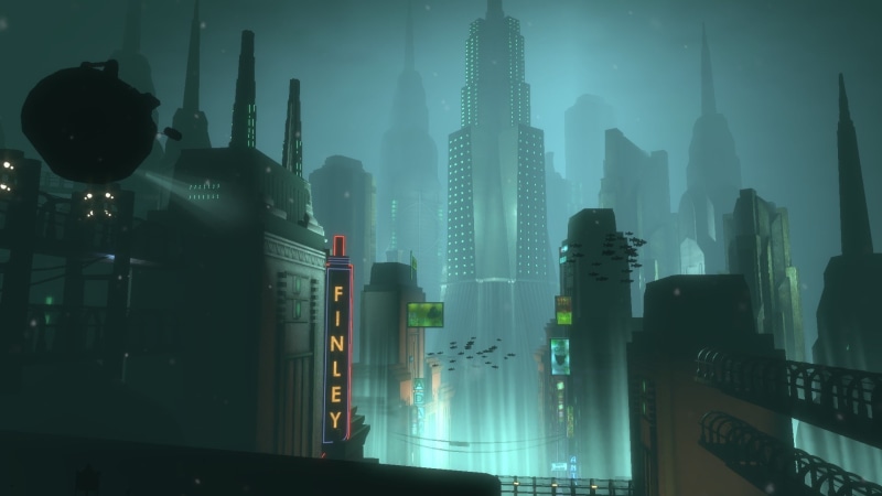 animals, buildings, fiction, underwater, fish, bioshock, hd, art, x, science, rapture, 1080P