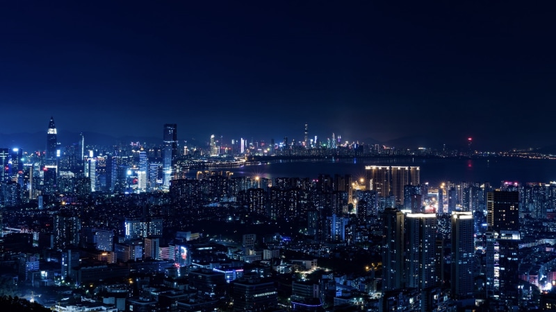 financial district, 1080P, blue, outdoors, travel destinations, cityscape, crowded, high angle view, crowd, building, architecture, urban skyline, built structure