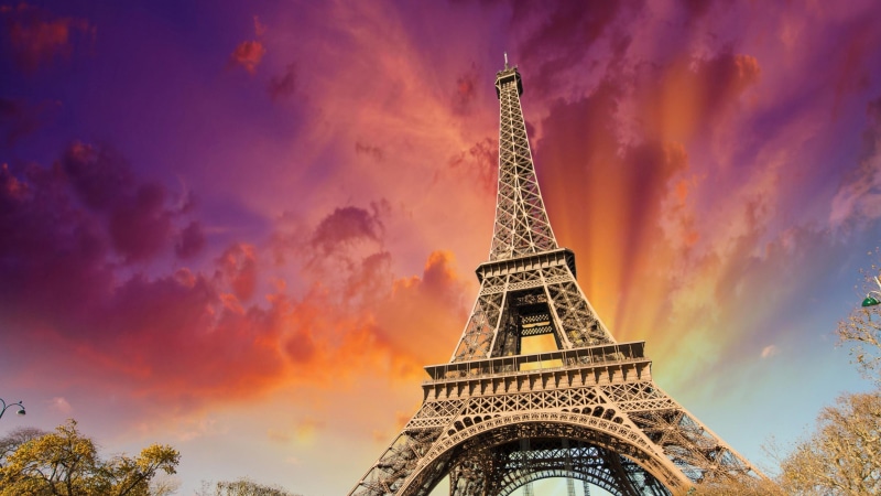 low angle view, city, outdoors, nature, france, built structure, 4K, stunning, europe, paris, no people, eiffel tower, amazing, sunset, sky, building exterior