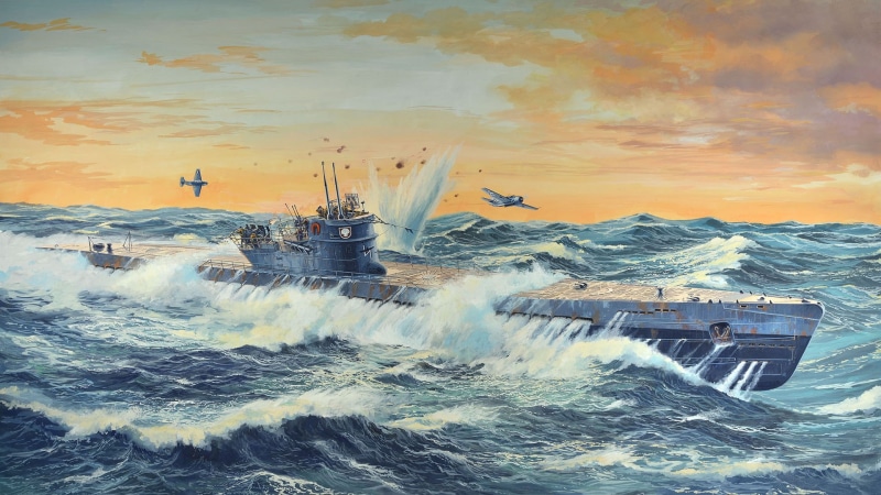 1080P, Germany, big ocean German, submarine type IX-C, diesel, U-505