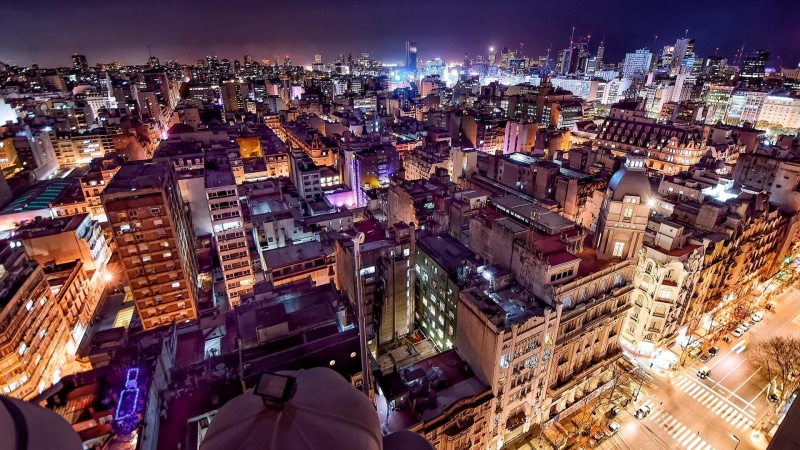 buenos aires, crowded, south america, sky, tower, outdoors, city life, 1080P, built structure, lights, tall - high, high angle view, night, architecture