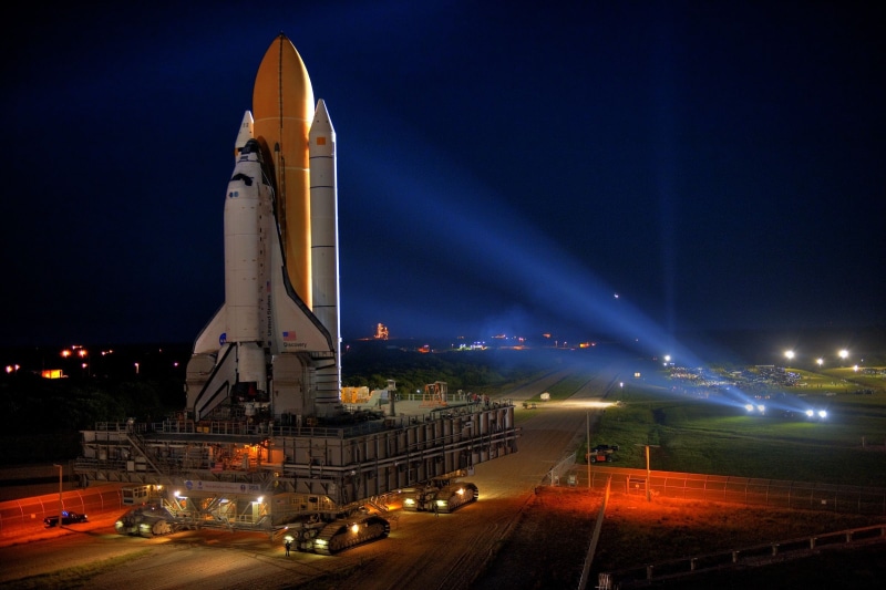 tall - high, Discovery, no people, transportation, road, platform, tower, city, street, space shuttle, NASA, car, nature, built structure, night, travel destinations