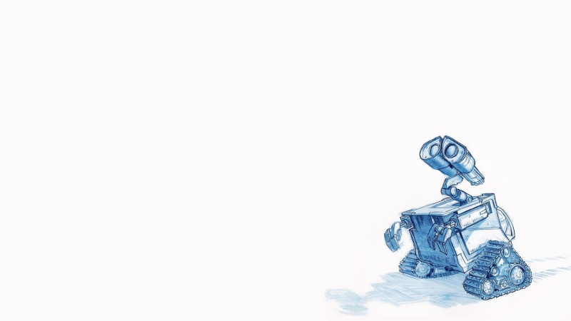 1080P, wall, drawing, e, robot, hd, white, digital/artwork