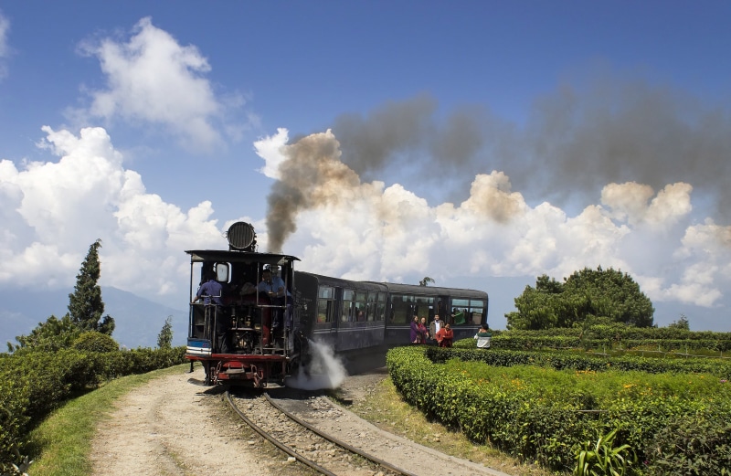2K, steam train, land vehicle, nature, plant, wagons, sky, truck, transportation, cloud - sky, historic, himalayan, darjeeling, environmental issues, train