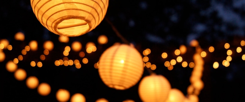 night, defocused, outdoors, illuminated, no people, bokeh, chinese new year, low angle view, light - natural phenomenon, lamps, traditional festival, orange