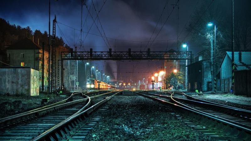 rail yard, night, train, train station, 4K, city, switch, Slovakia