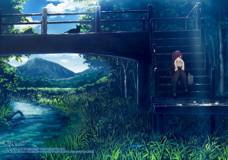 female, Senjougahara Hitagi, nature, adult, anime girls, technology, real people, sitting, women, young adult, day, outdoors, lifestyles, contemplation