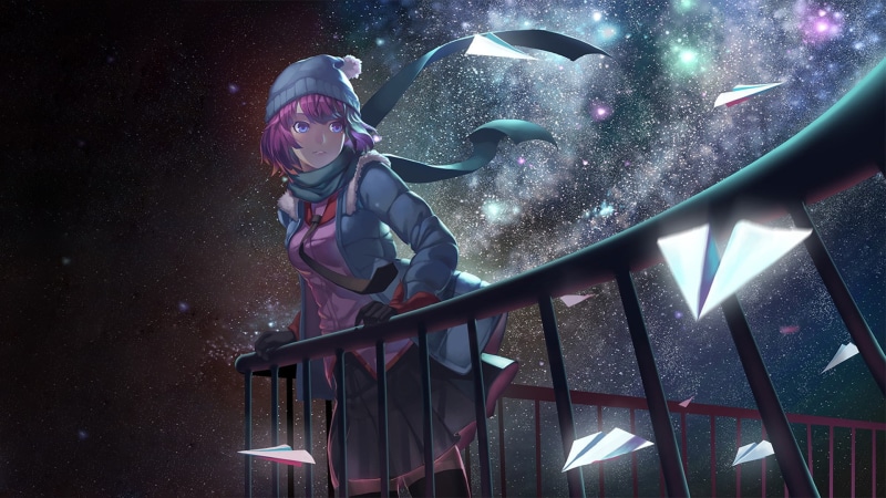star - space, three quarter length, young women, front view, real people, Senjougahara Hitagi, Monogatari Series, night, 1080P, astronomy, standing, young adult